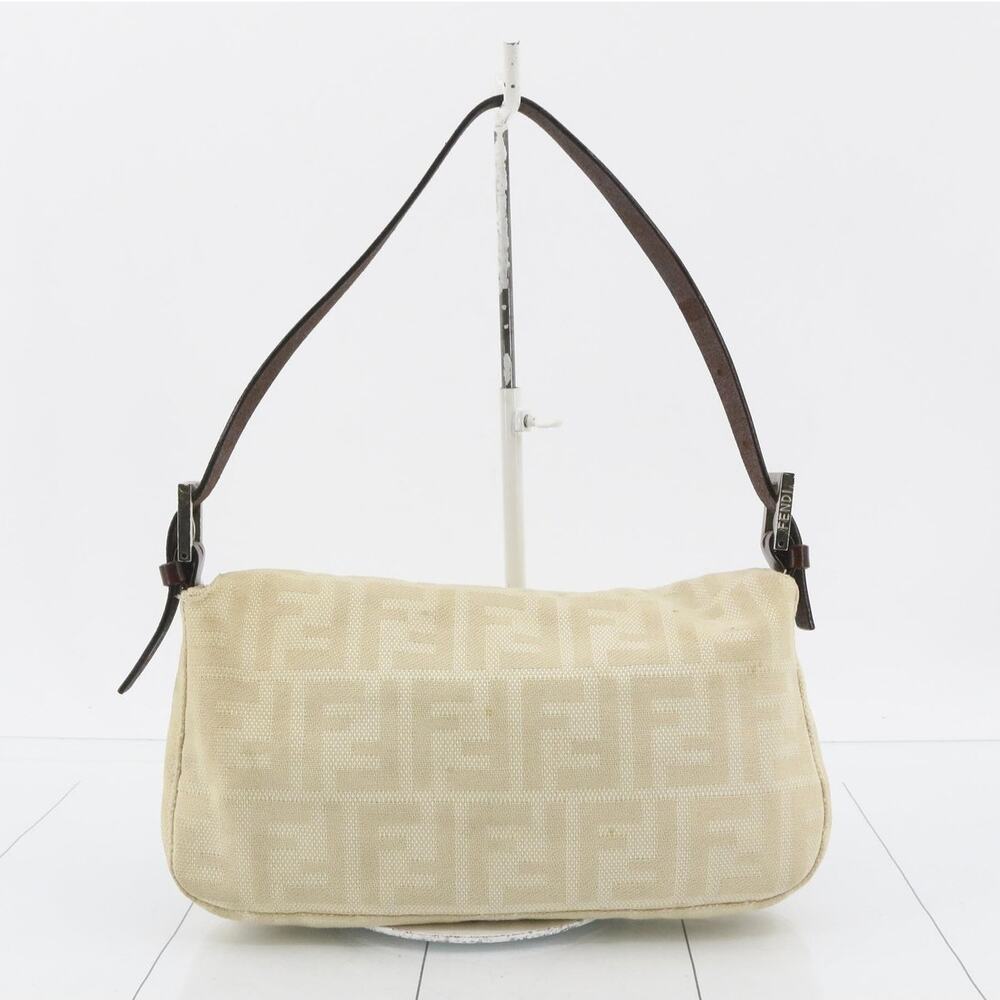 Fendi Zucca Baguette Bag White Silver Vintage Shoulder Purse FF Logo w/dustbag - Picture 3 of 16